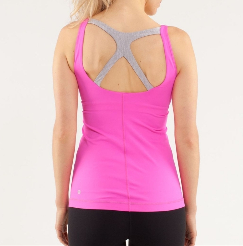 lululemon athletica Pink Tank Top with Gray Strappy Back